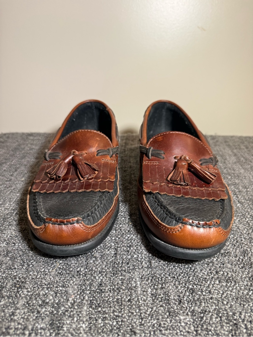 Sperry Vintage Men’s Brown and Black Leather Tassel Loafers Size 9.5W